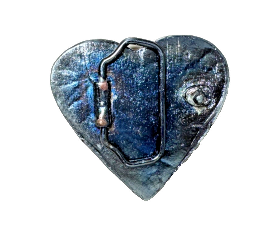 Metal Heart Belt Buckle Heavy Silver Tone Textured Western Style 2025 New