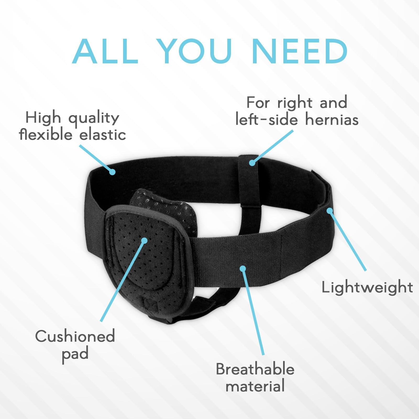 Adamson H2: Hernia Belts for Men – Adjustable 90-120cm, Charoal Black
