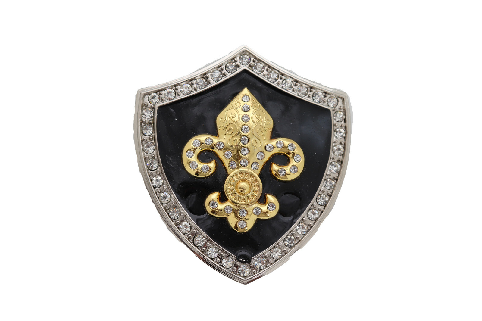 Men Belt Buckle Silver Metal Western Gold Fleur De Lys Lily French Symbol Flower