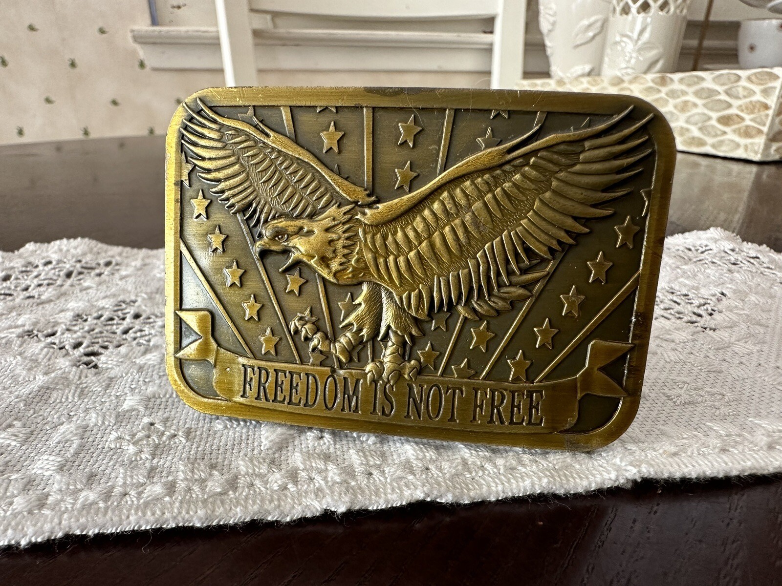 Freedom Is Not Free Brass Belt Buckle By Sponsor 2014