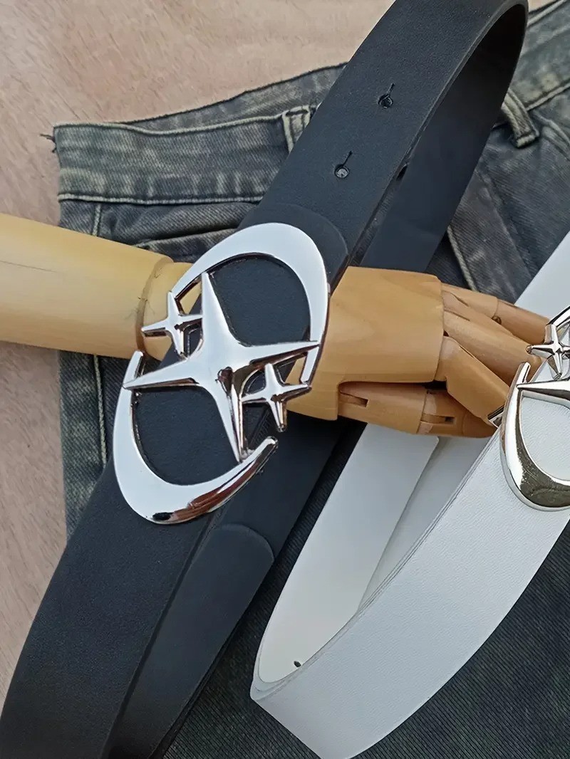 Stylish Oval Cross Buckle Belt Durable Simple Unisex Fashion Belt for Men Women