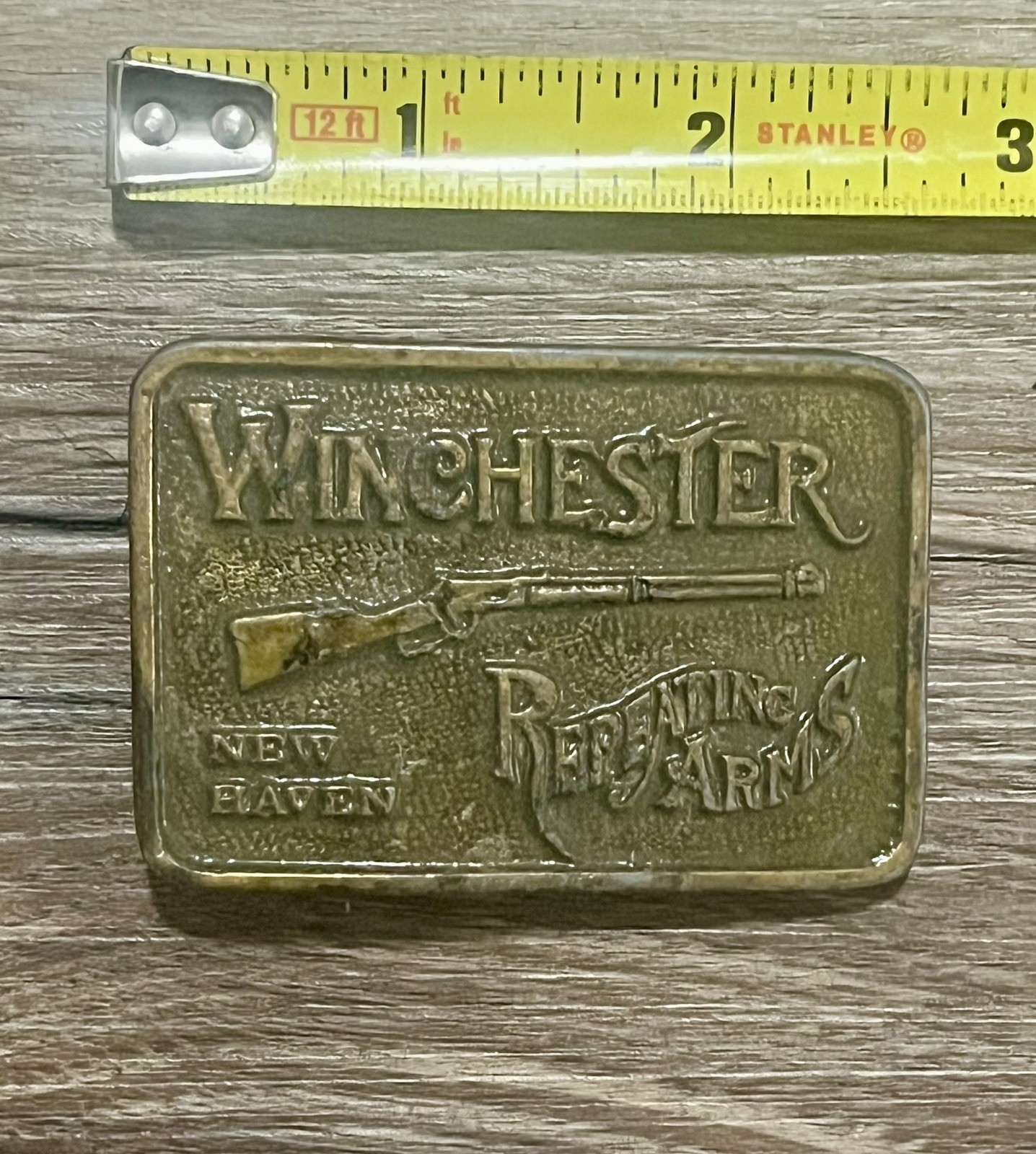 Winchester Repeating Arms New Haven Connecticut Western Style Brass Belt Buckle
