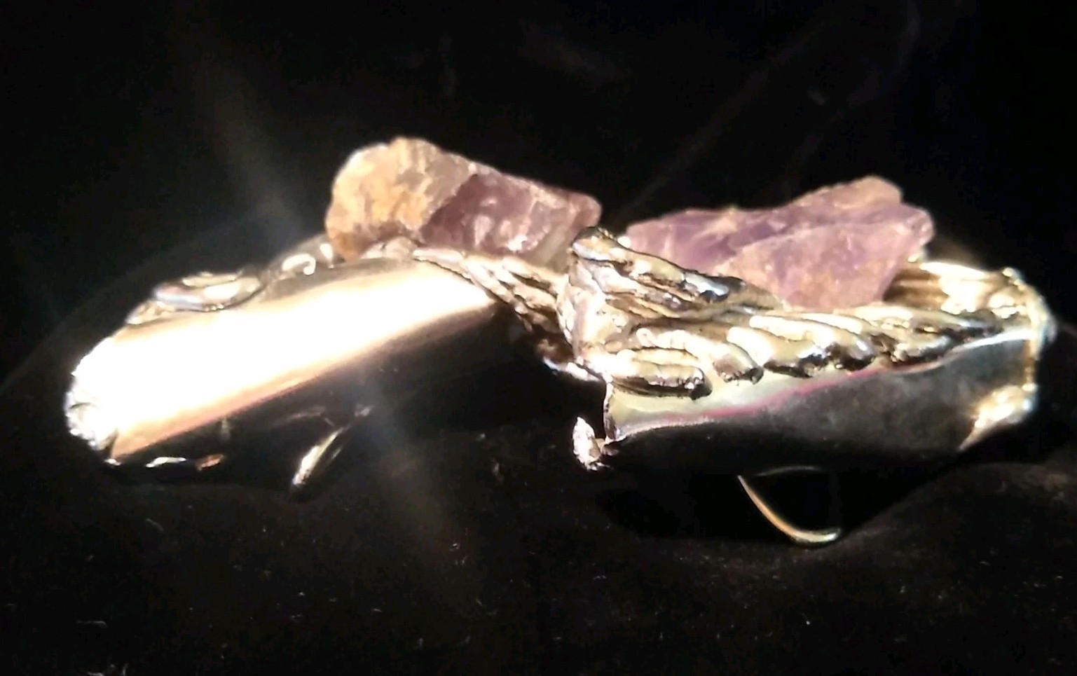 Vtg Copa Collection Brutalist Belt Buckle Silver/ Amethyst Modern Art SIGNED