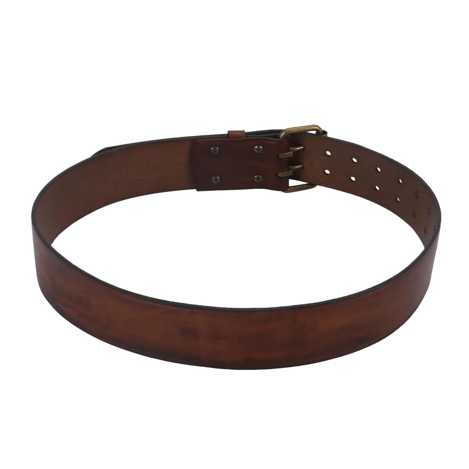 TOURBON Leather Belt 27-40 inch for Men with Double Prong 40-inch Long, Brown