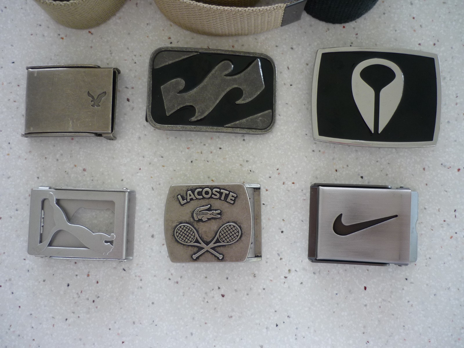 6 ADJUSTABLE FABRIC BELTS 9 BUCKLES BILLABONG-LACOSTE-NOXIN- PUMA-NIKE -AM EAGLE