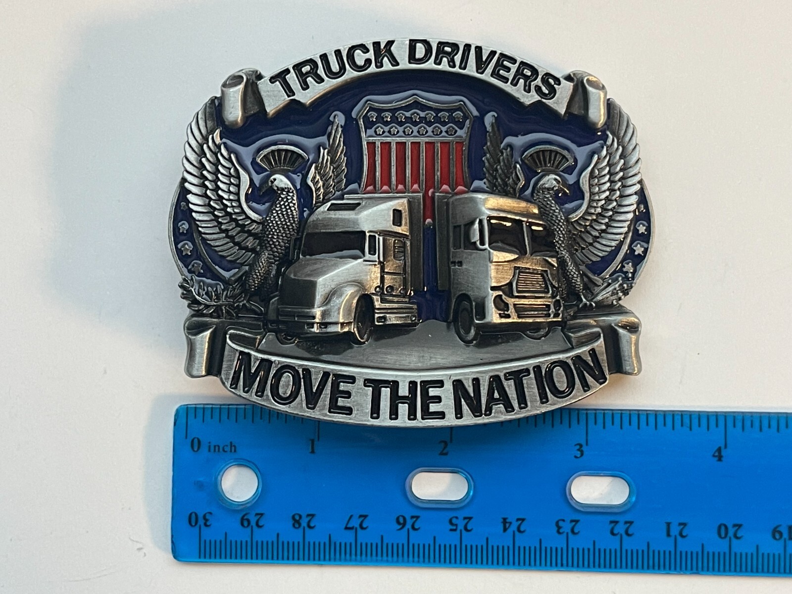 Truck Driver Belt Buckle Big Rig Semi Trucks American West USA Flag Trucker Belt