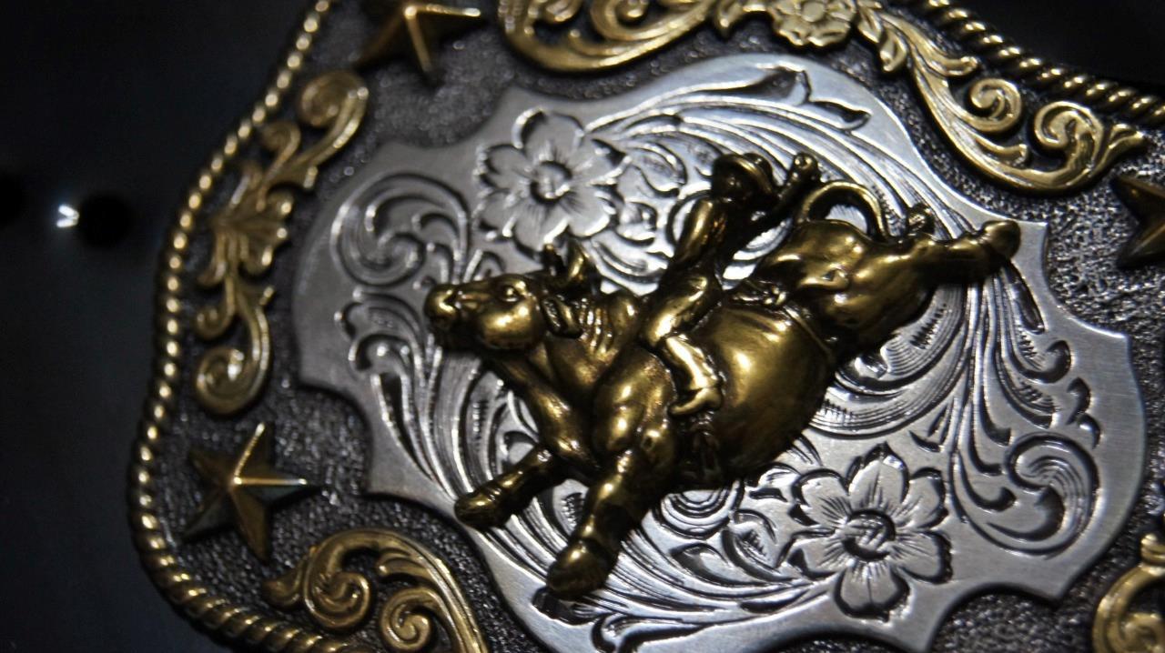 Nocona Youth Bull Rider Silver and Gold Tone Belt Buckle 3798902
