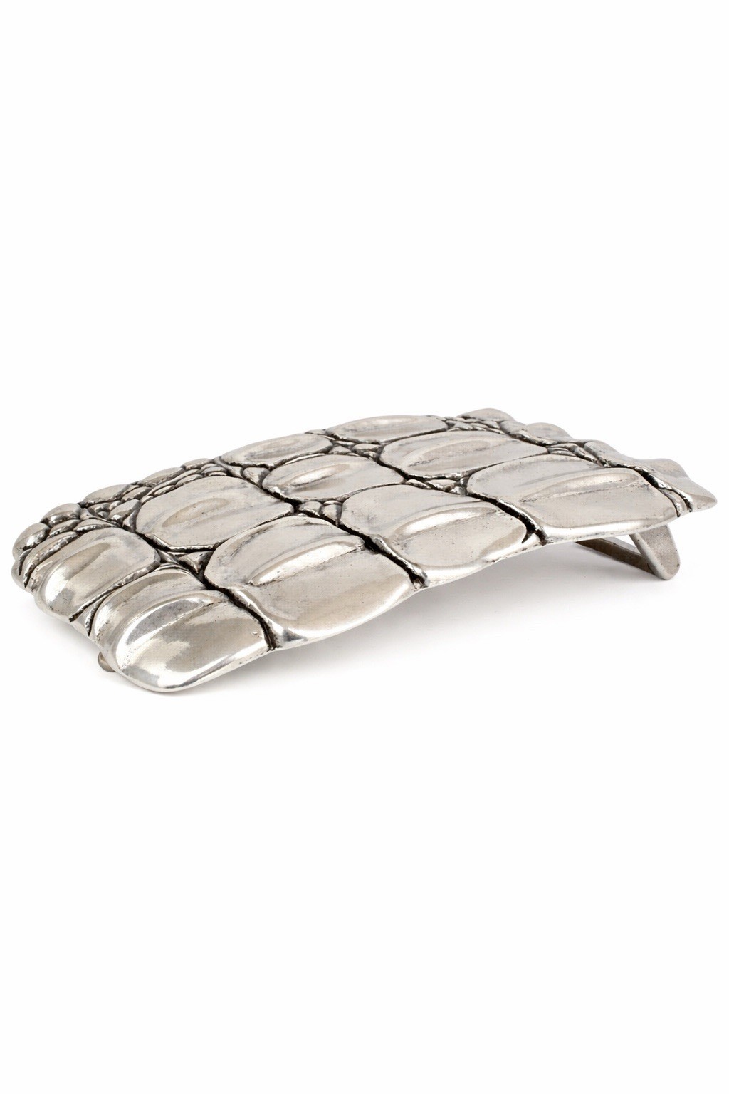 Silver Alligator Scale Belt Buckle, Western Style, 1.5 Inch