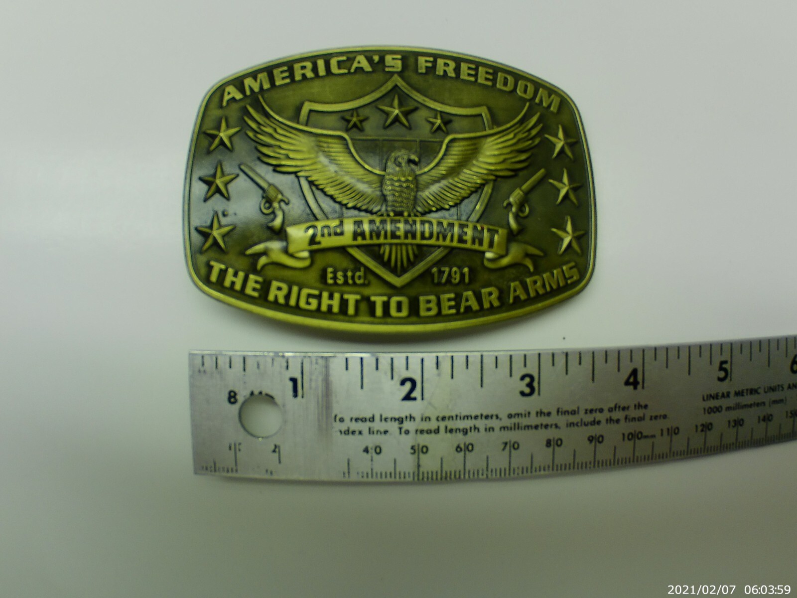 Belt Buckle, NEW, America&rsquo;s Second Amendment, Right to Bear Arms, Guns, Western