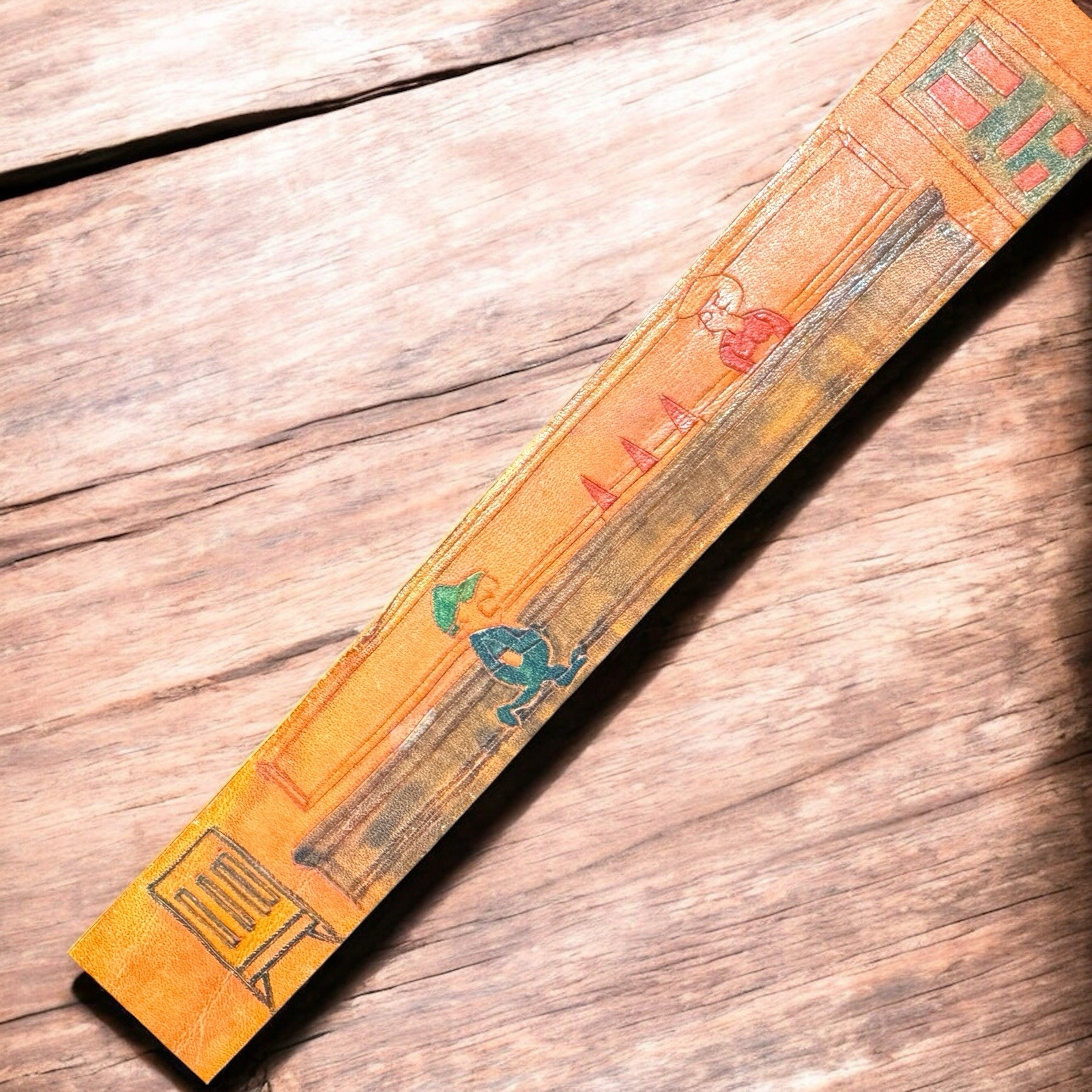 Vintage 1970s Schlitz Beer San Francisco Tooled Leather Belt with Buckle OOAK