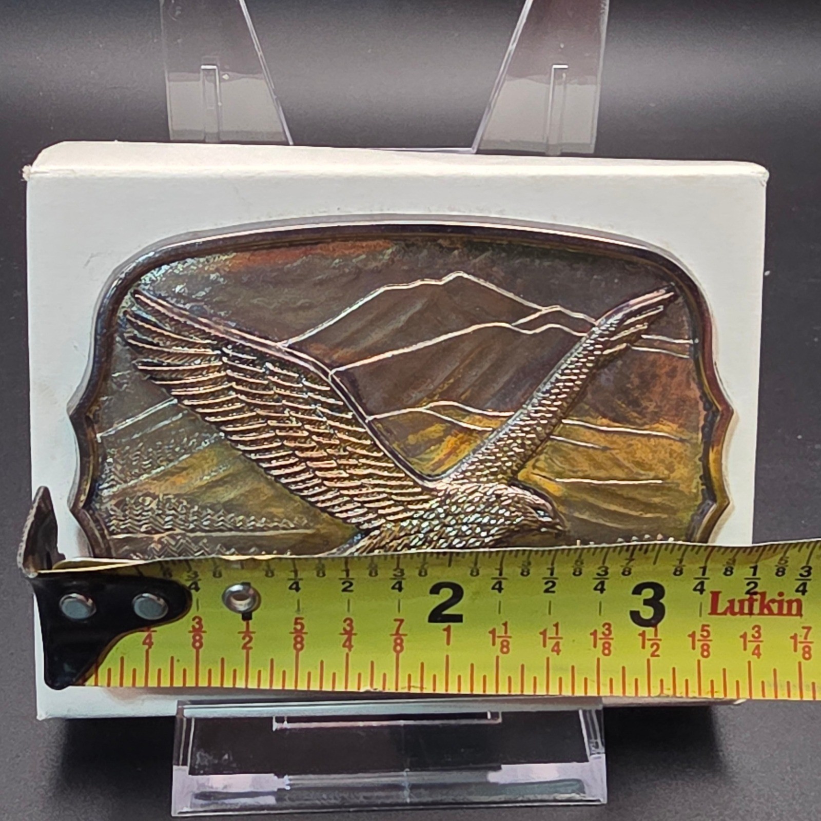 Eagle Belt Buckle Mens Silver Good Vintage Mountain Scene 154881