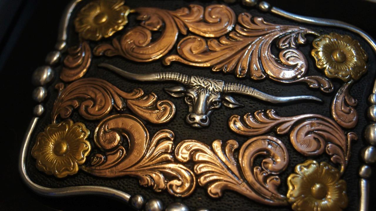 Nocona Western Longhorn Scrolling Pattern Belt Buckle – 37917