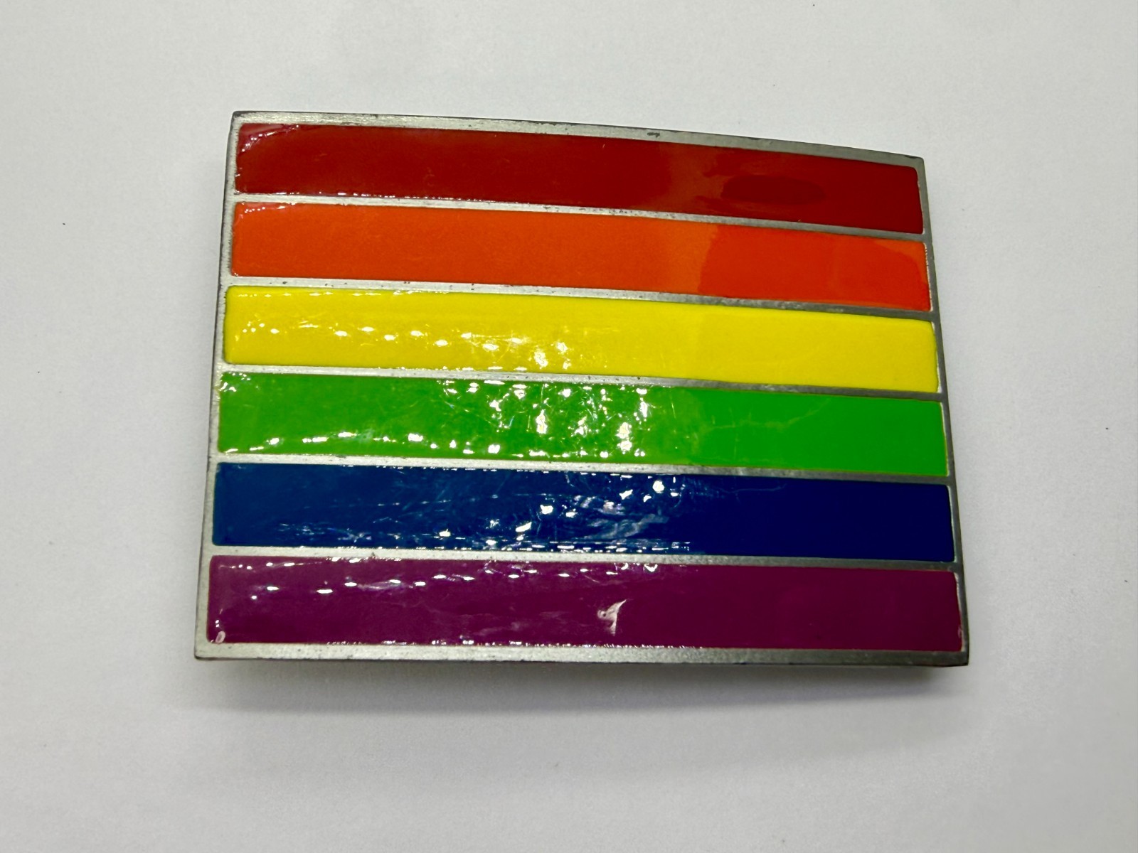 Rainbow Pride Flag LGBTQ Movement Enameled Great American Prod 2005 Belt Buckle