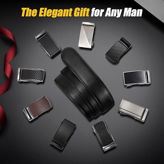 Men Ratchet Belt Buckle Only Belt Buckle Automatic Click Buckle for 1 3/8&Prime; Sl…