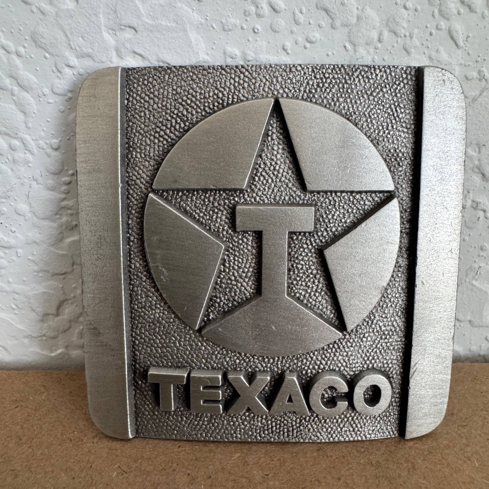 Vintage Texaco 1983 Pewter Belt Buckle Circle Star Logo