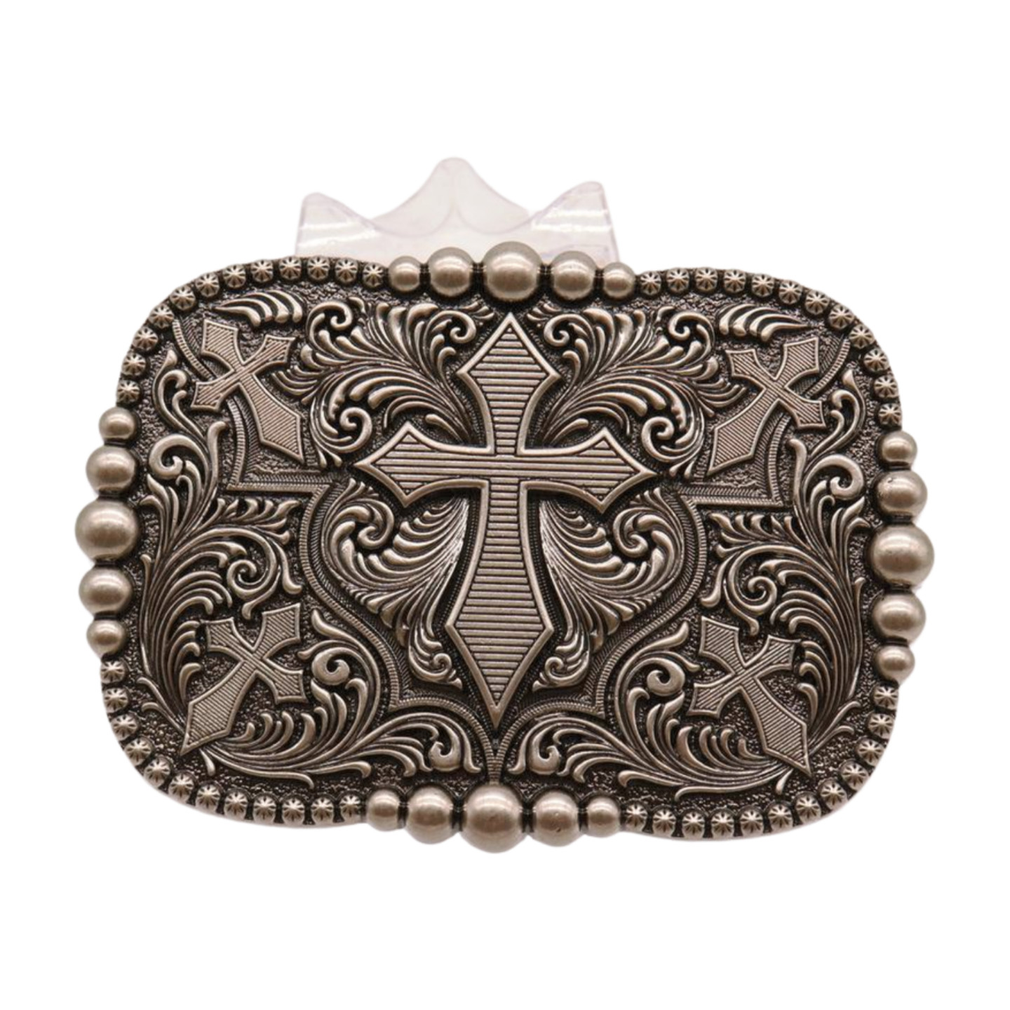 Men Women Belt Buckle Rusty Silver Metal Western Cross Religious Premium Quality