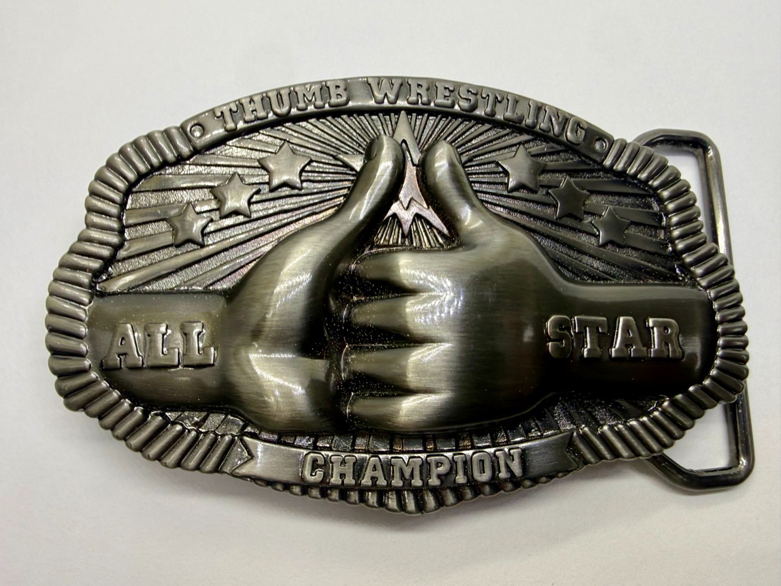 Thumb Wrestling All-Star Champion Trophy Award Belt Buckle New Condition