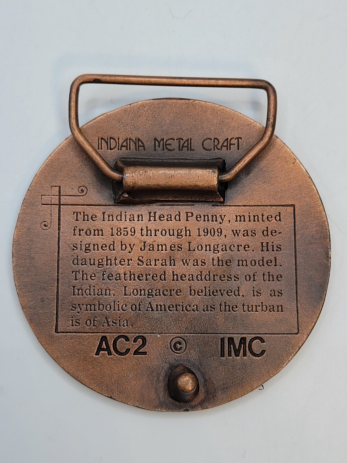 Indian Head Penny 3D Coin Shaped 1877 Replica Metal Belt Buckle • Indiana Metal