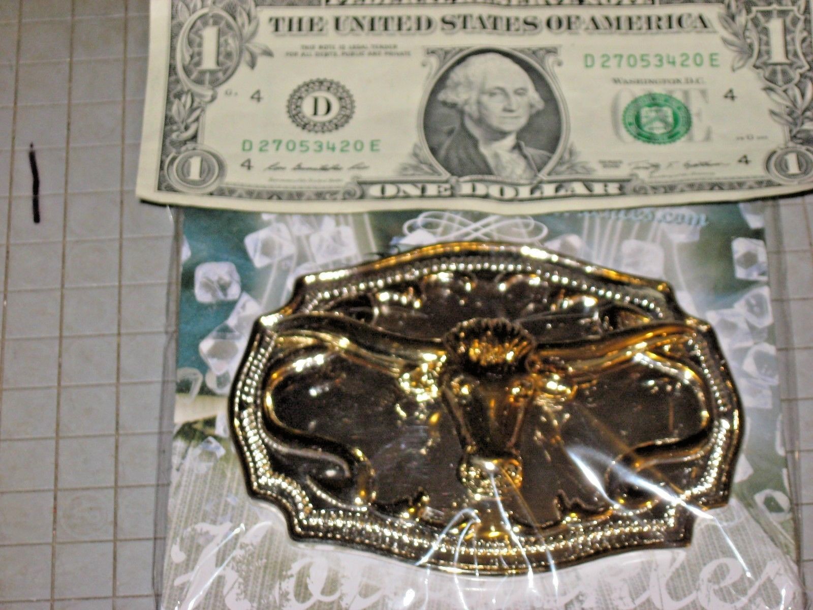 New Hot Buckles Chrome Long Horn Steer Head Gold Silver & Gold Color old stock