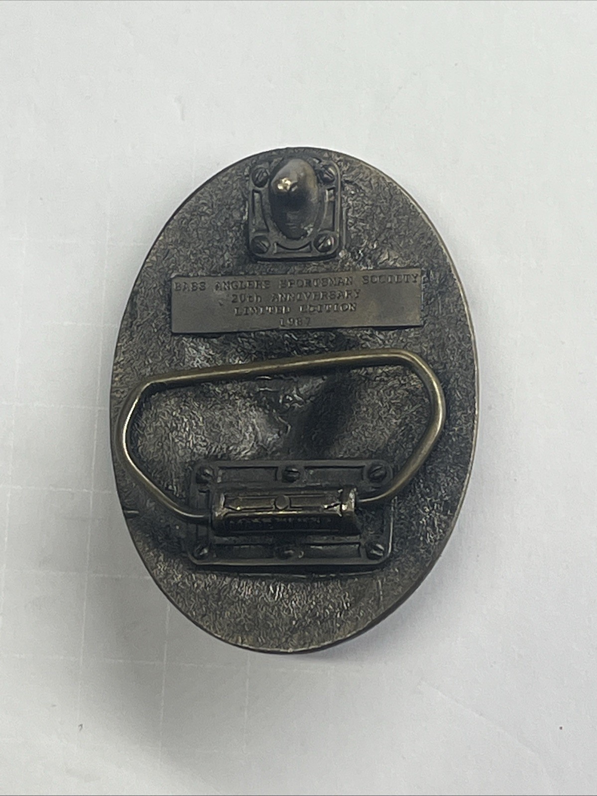 Vintage 1987 Bass Anglers Sportsman Society 20th Anniversary Belt Buckle USA Mad