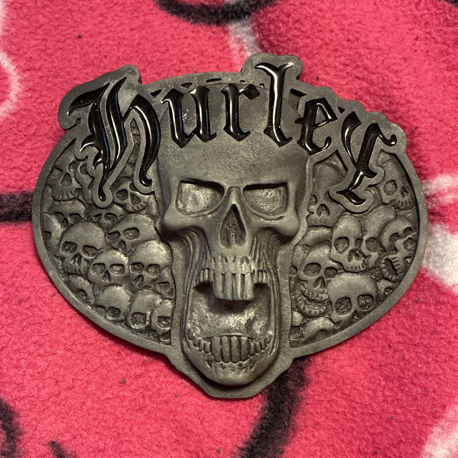 Vintage Y2K Hurley Gothic Skull Metal Belt Buckle [READ DESC.]