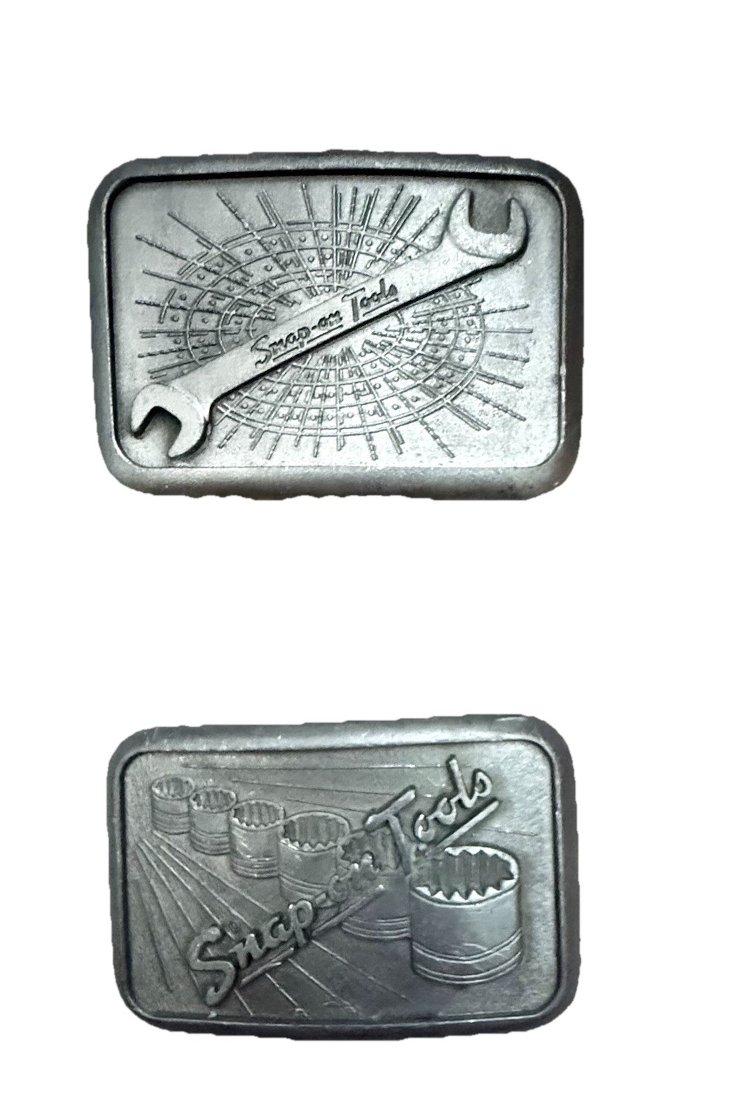 Vintage Belt Buckle (2) “Smart Tools” Pewter, Metal