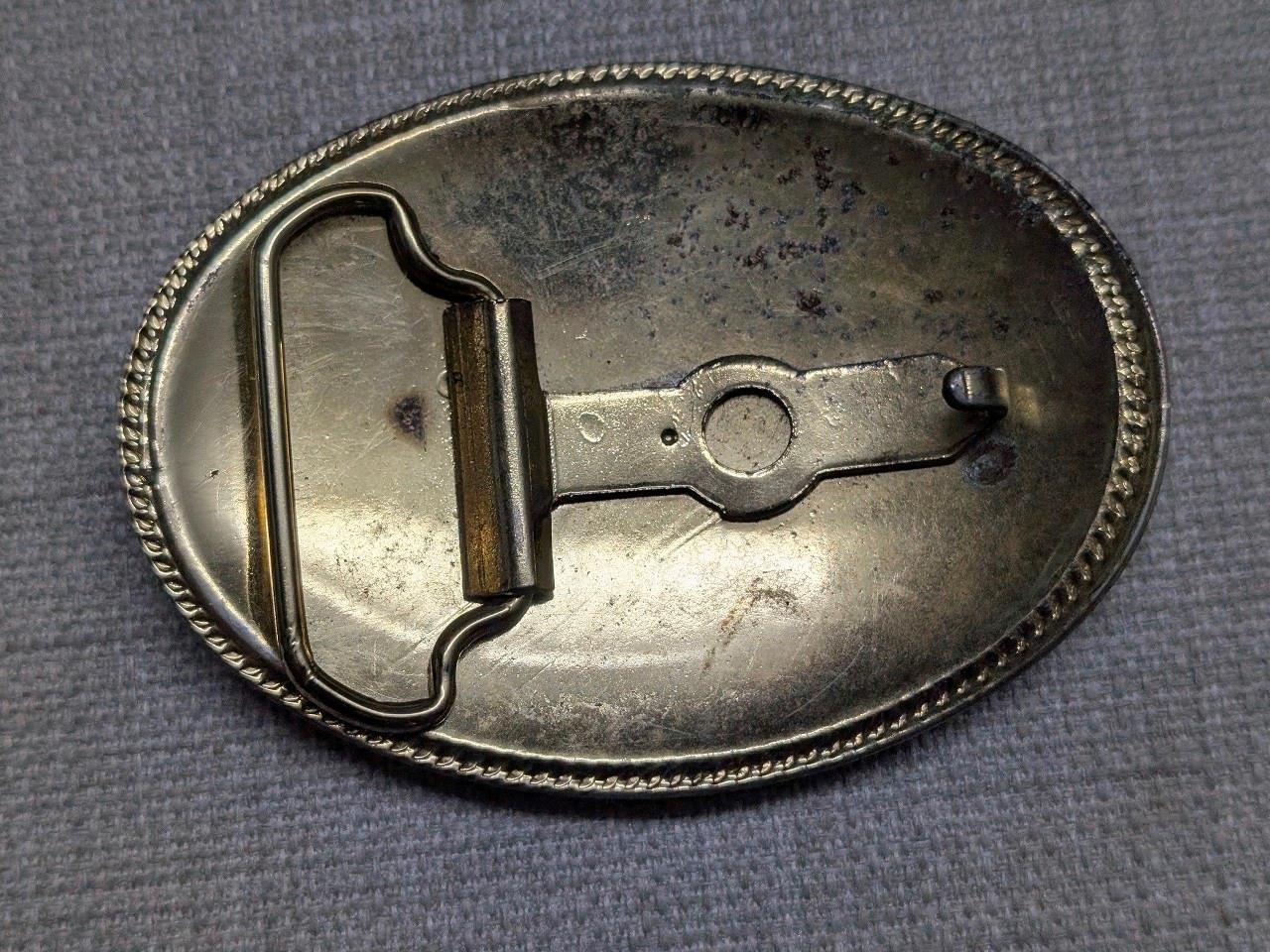 vintage TOOLED leather NATIVE AMERICAN belt buckle SOUTHWESTERN indian cowboy
