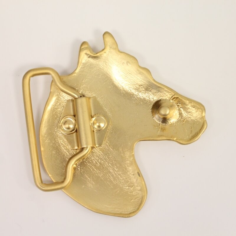 Matte Gold Horse Head Belt Buckle – Minimalist Premium Look