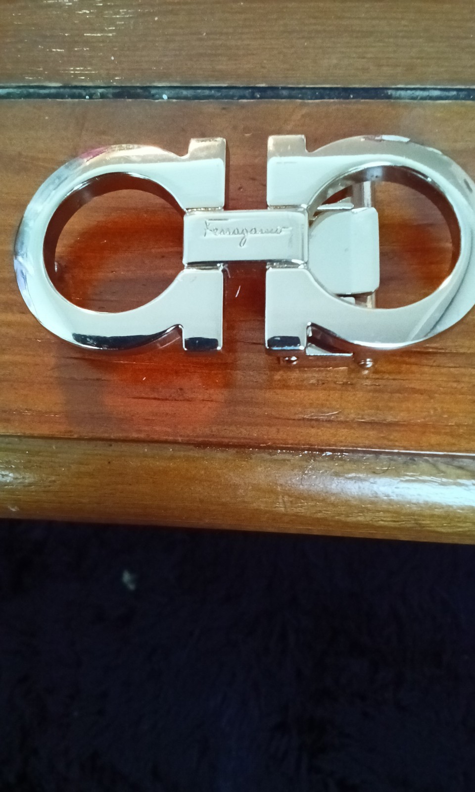 Salvatore Ferragamo Silver Metal Interchangeable Belt Buckle Fits 1.25 in