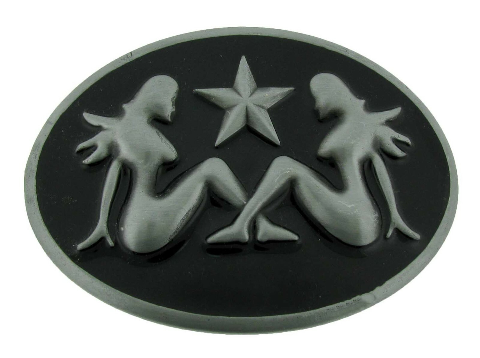 Mud Flap Girl Trucker Biker Pin UP Belt Buckle Silver Chrome Metal Men Women New
