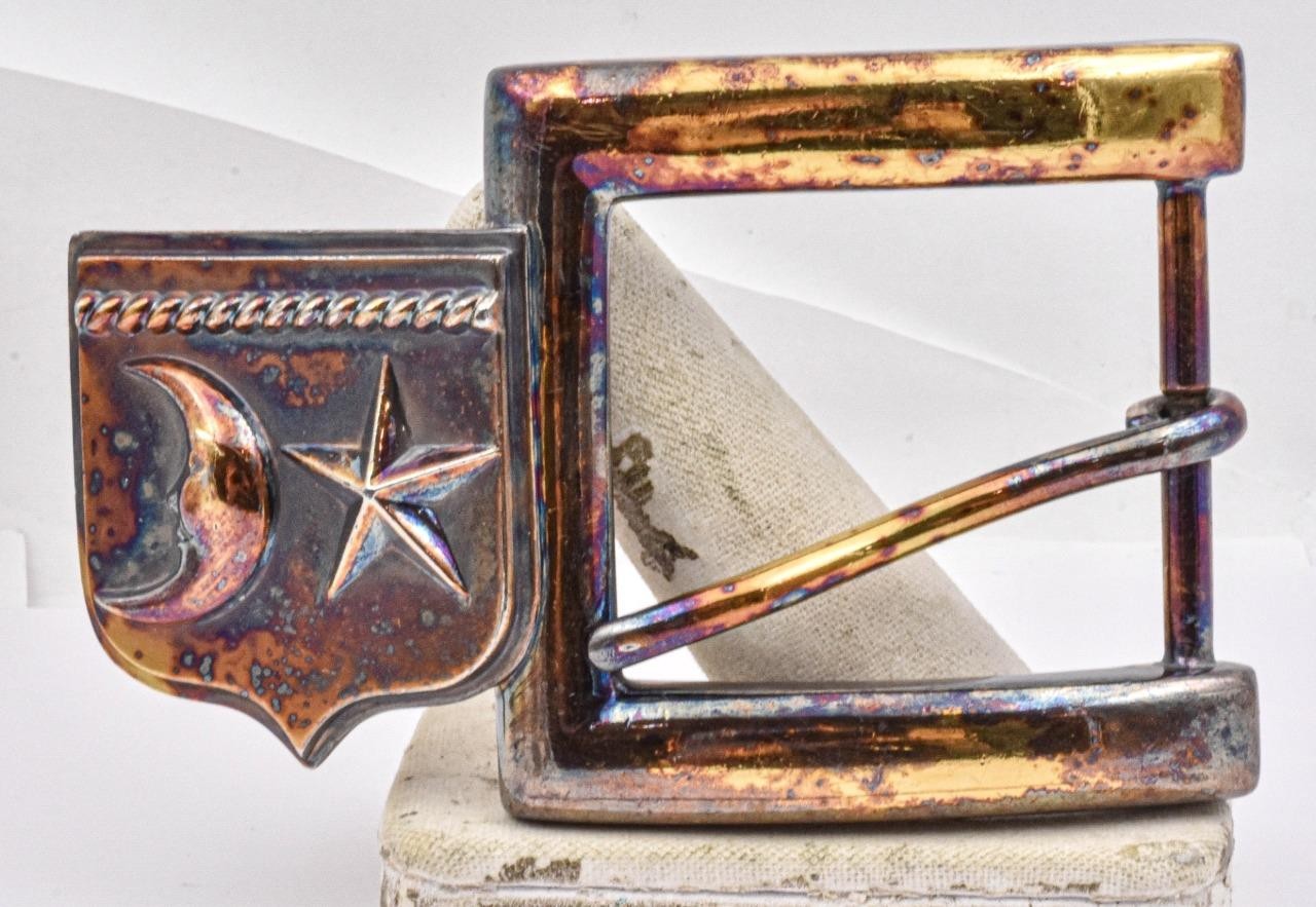 UNUSED Gold Plate on Sterling Silver B Kieselstein-Cord STAR & MOON Belt Buckle