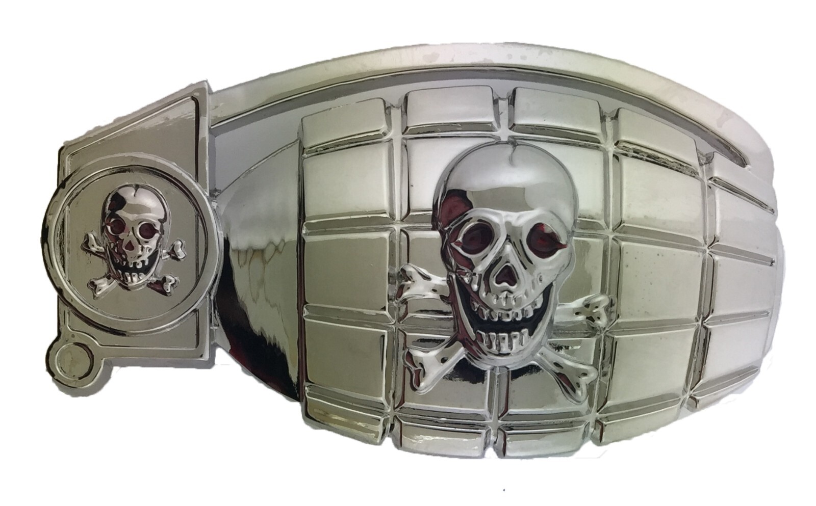 Grenade Belt Buckle US Military Memorial Veteran Day Gift Skull Silver Metal New