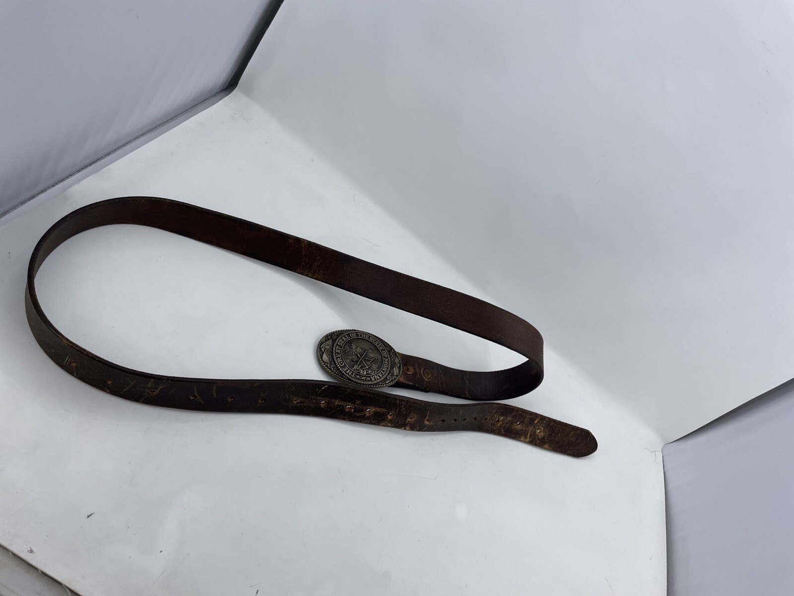 Tony Lama The Great State of Montana Belt Buckle Solid Brass And Leather Belt