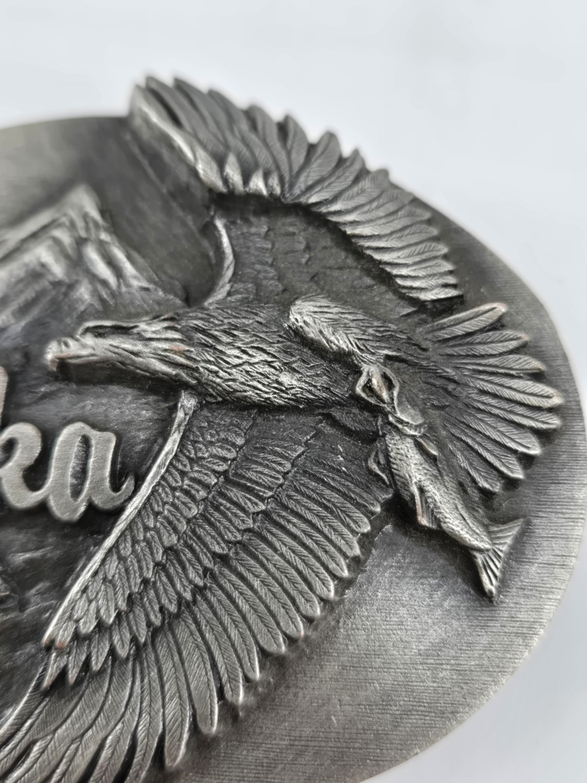 Vintage Alaska Bald Eagle Pewter Belt Buckle Siskiyou Buckle Co Americana 1990