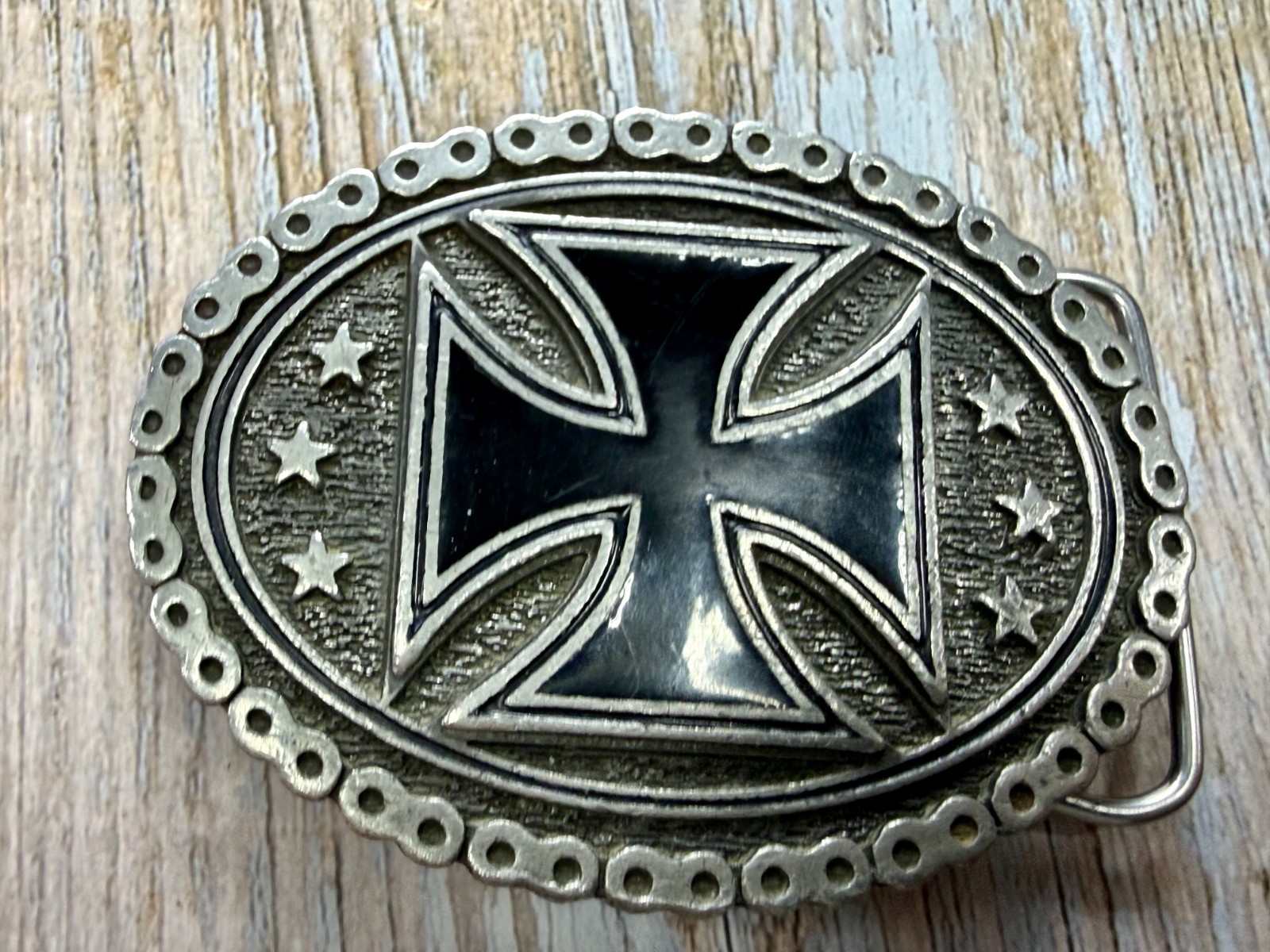 Maltese Celtic Iron Cross Chained Border Gothic Punk Biker Vibe EJC Belt Buckle