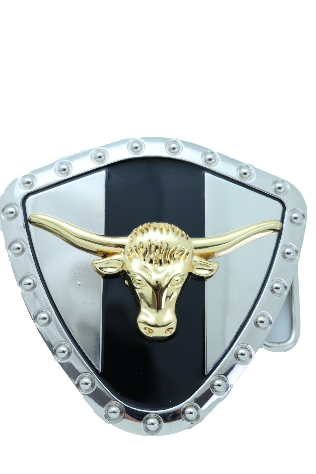 Men Silver Metal Western Belt Buckle Texas Lone Horn Cow Shiny Gold Color Bull