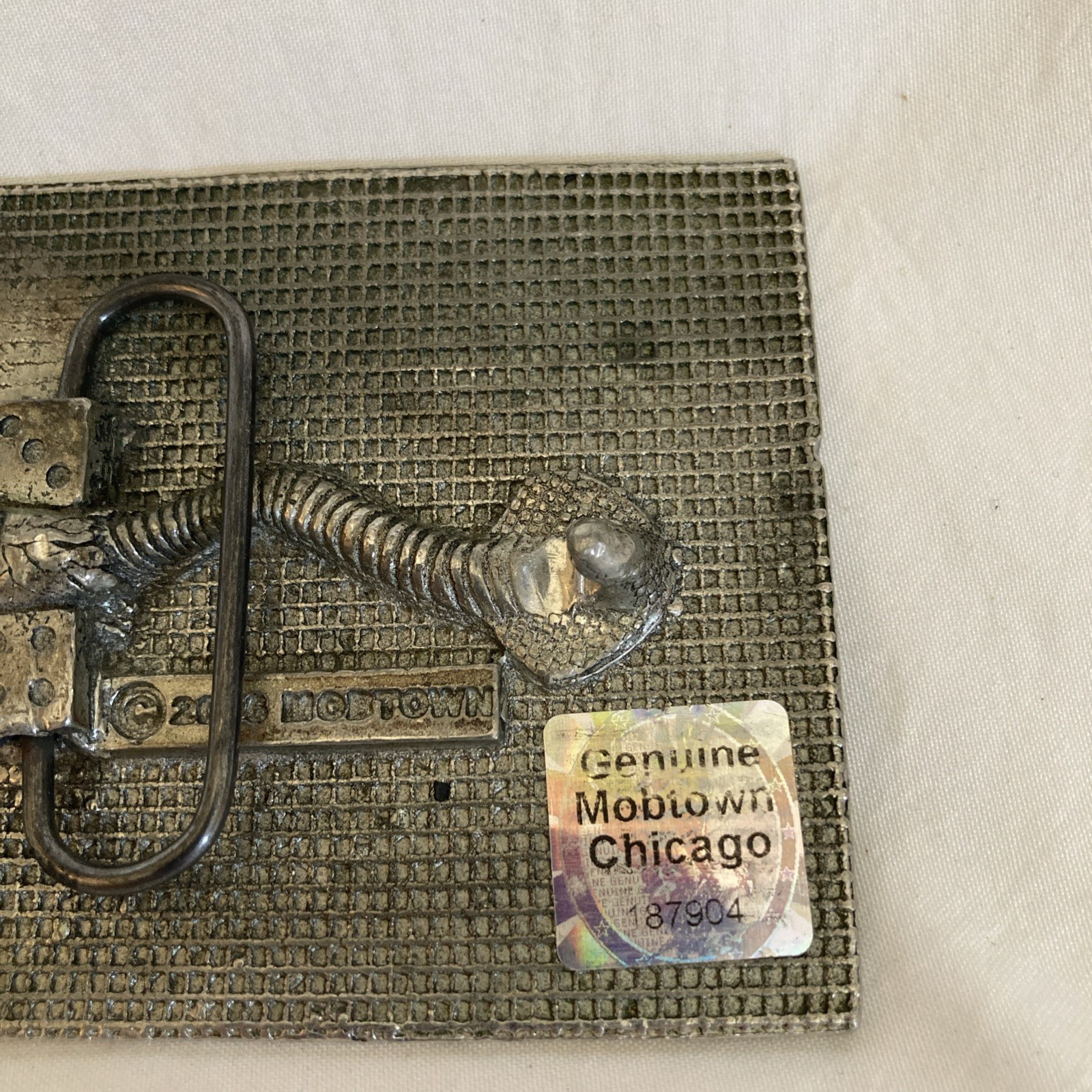 Vintage Mobtown 2006 RECORD PLAYER BELT BUCKLE PEWTER & ENAMEL