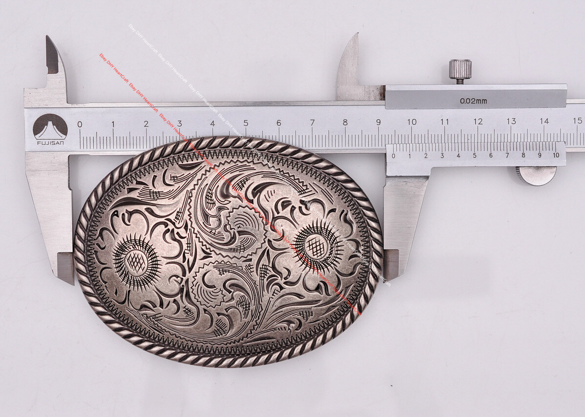 Silver Cowboy Rodeo Floral Carved Western Leather Belt Buckle fit 35MM Strap Men