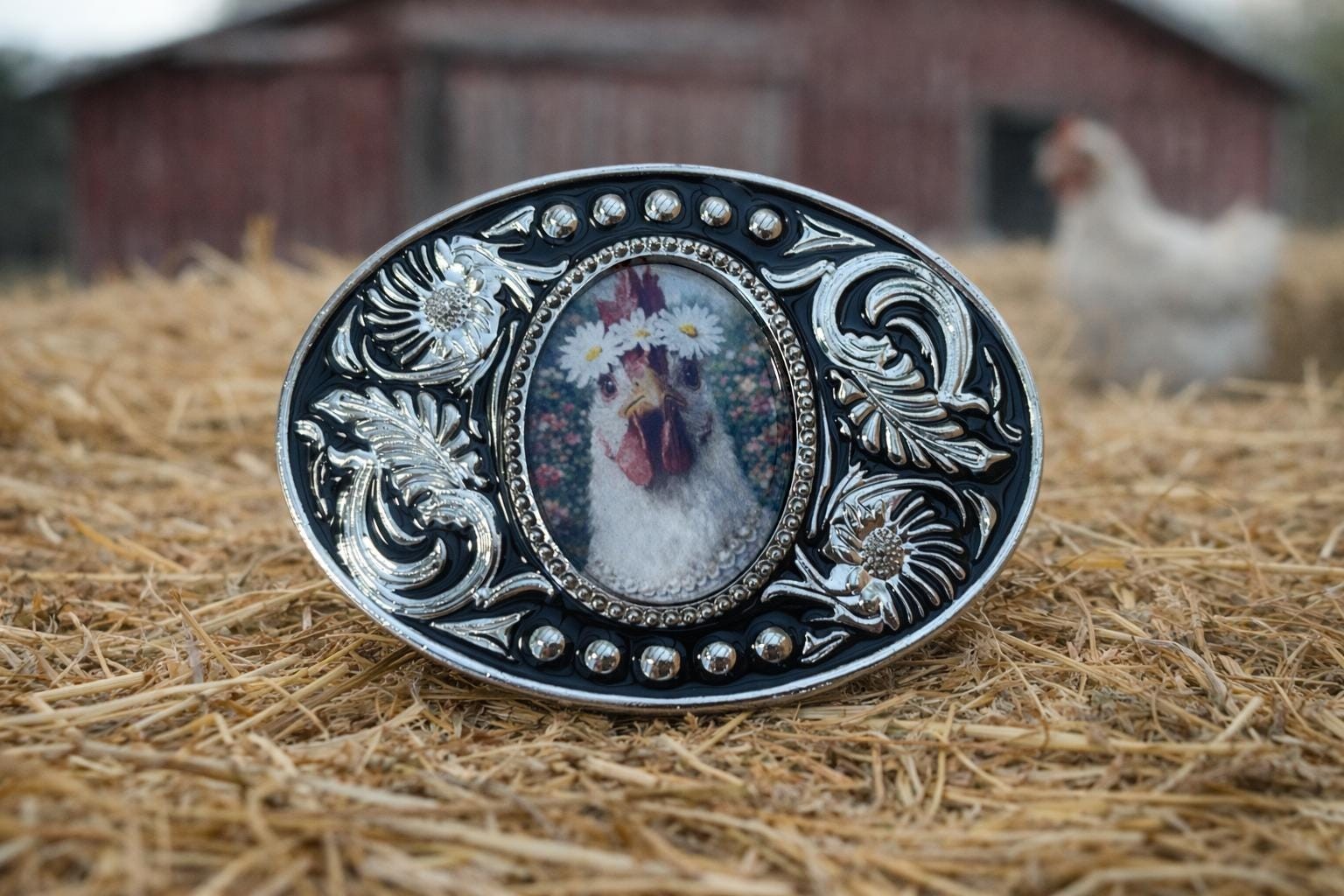 Fancy Chicken Belt Buckle Western Style Hen Lover Fits 1.5 Inch Belt Strap