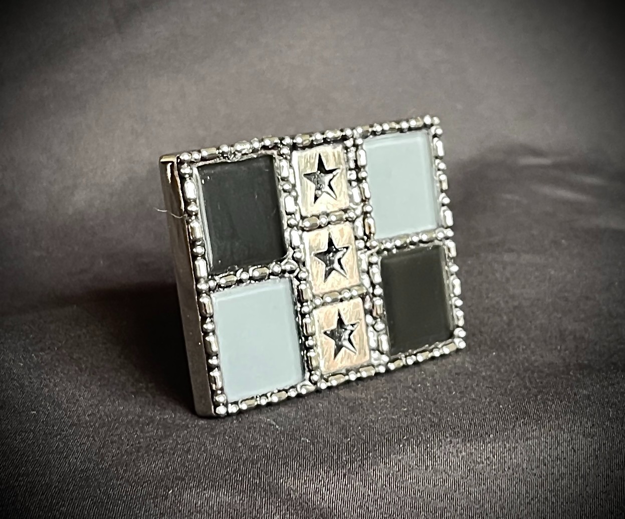 Handmade Military Star Glass Tile Belt Buckle OOAK Darren McNeese Gothic