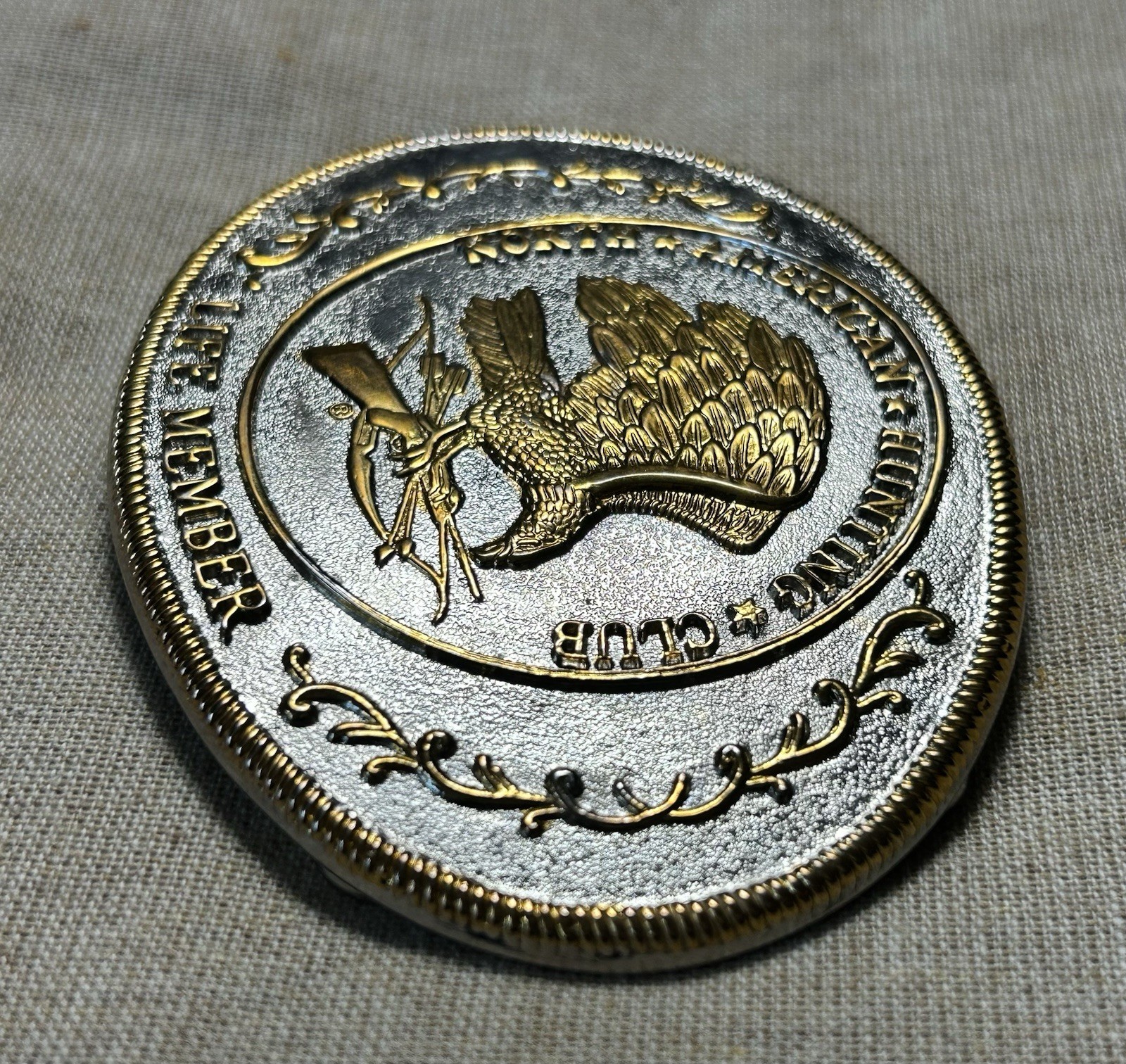 North American Hunting Club Belt Buckle Eagle Gold Silver Oval Western
