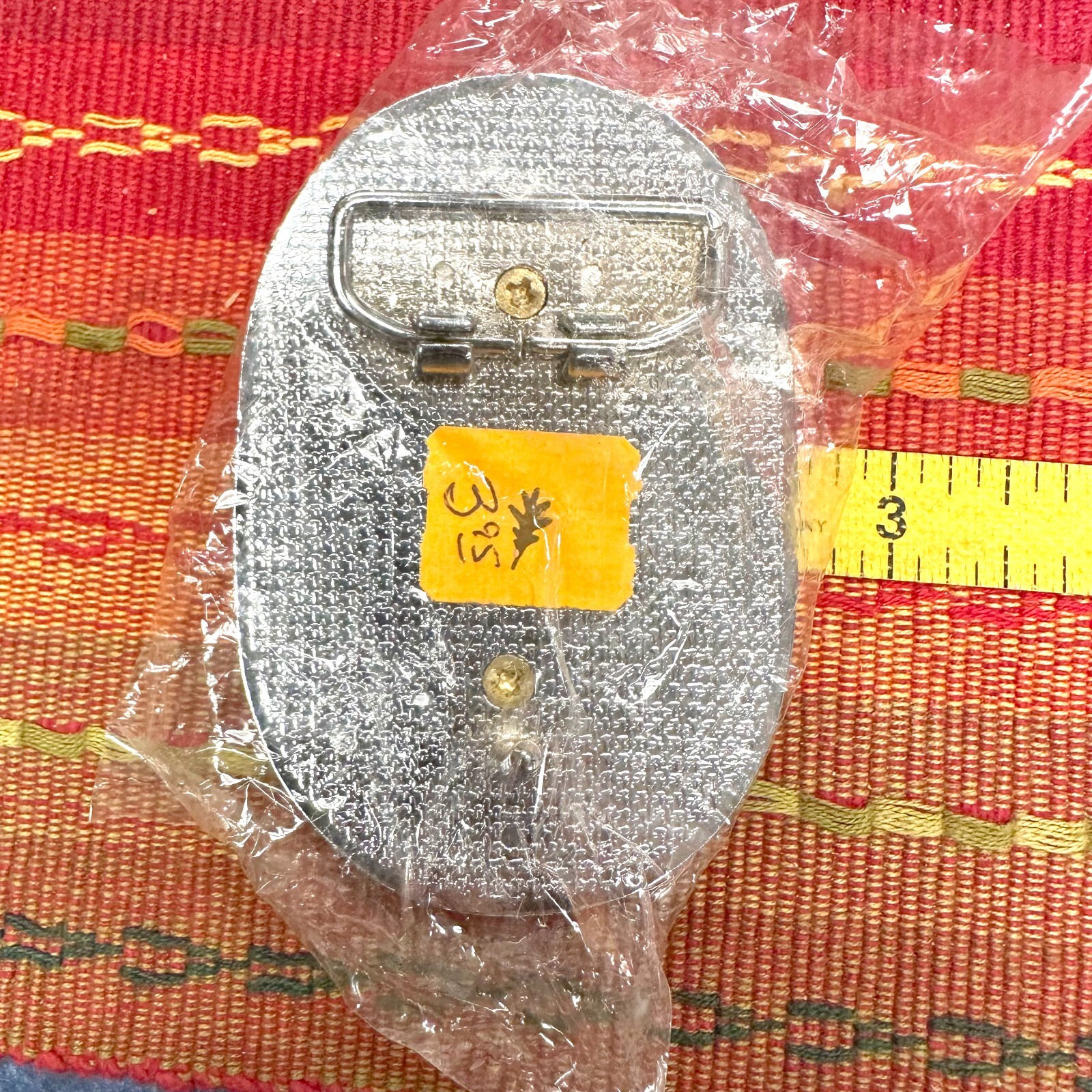 Vintage Half Dollar Coin Belt Buckle NOS DEADSTOCK 70s Silver Tone Black