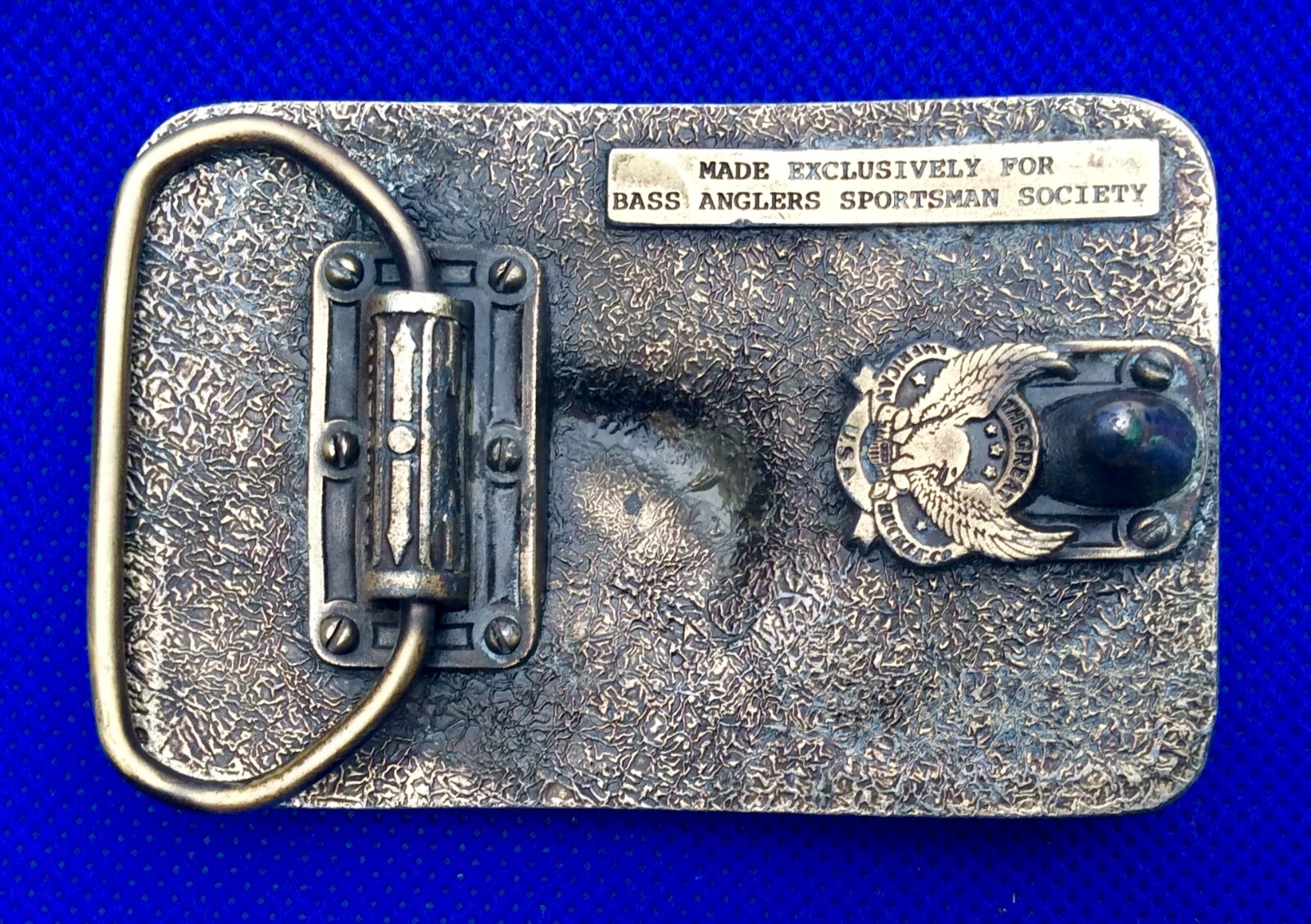 Vintage B.A.S.S. Bass Anglers Sportsman Society Original 1988 Brass Belt Buckle