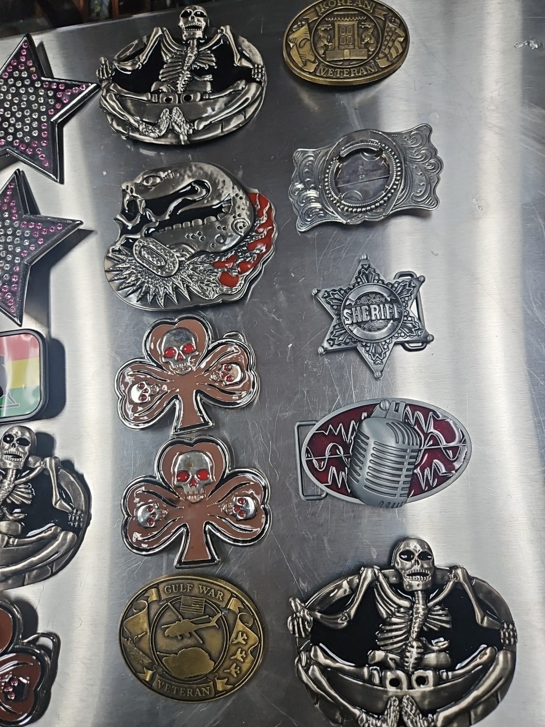 Vintage LOT OF 20 belt buckles 2000s Chrome BRASS metal Some New Some Old LotE