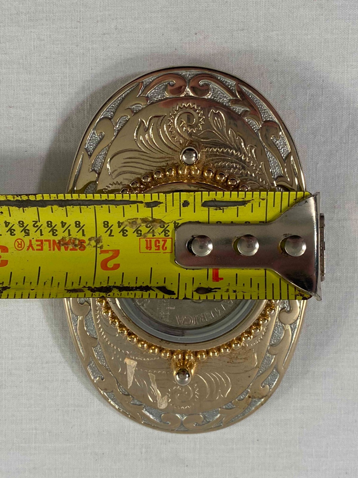 « Punched » 3D Relief Franklin Half Dollar Gold Color Belt Buckle