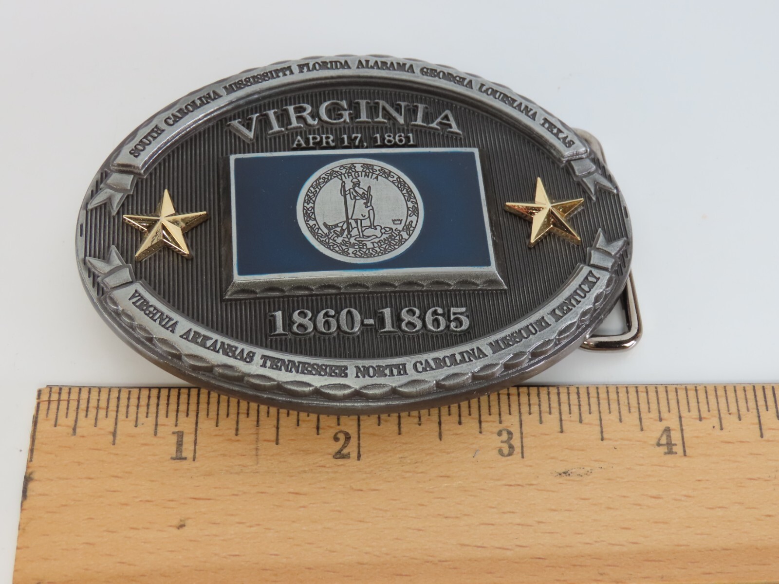 Virginia Southern States 1860-1865 Metal Belt Buckle State Seal