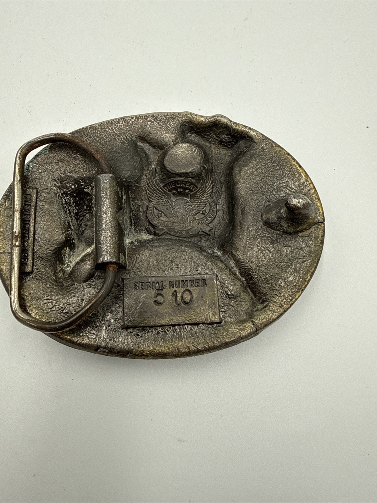 Stag Deer Belt Buckle Copyright 1981.Serial number 510. USA