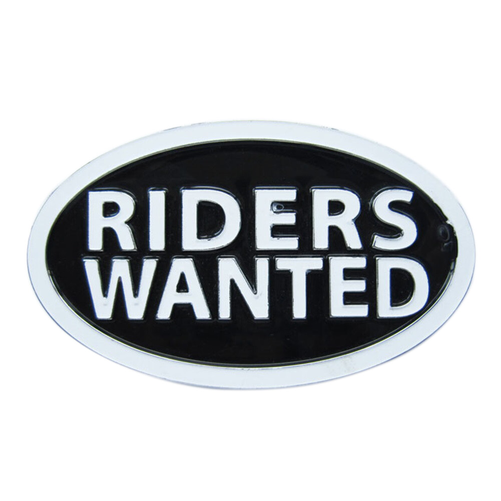 RIDERS WANTED Metal Novelty Belt Buckle