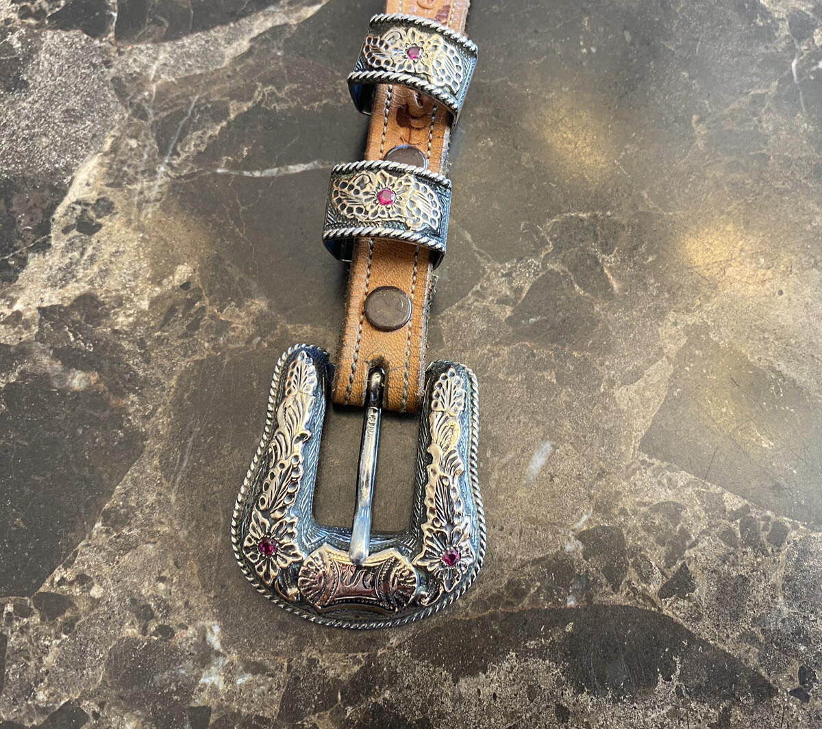 Hollands San Angelo .925 sterling 14k belt buckle set #205 ✅