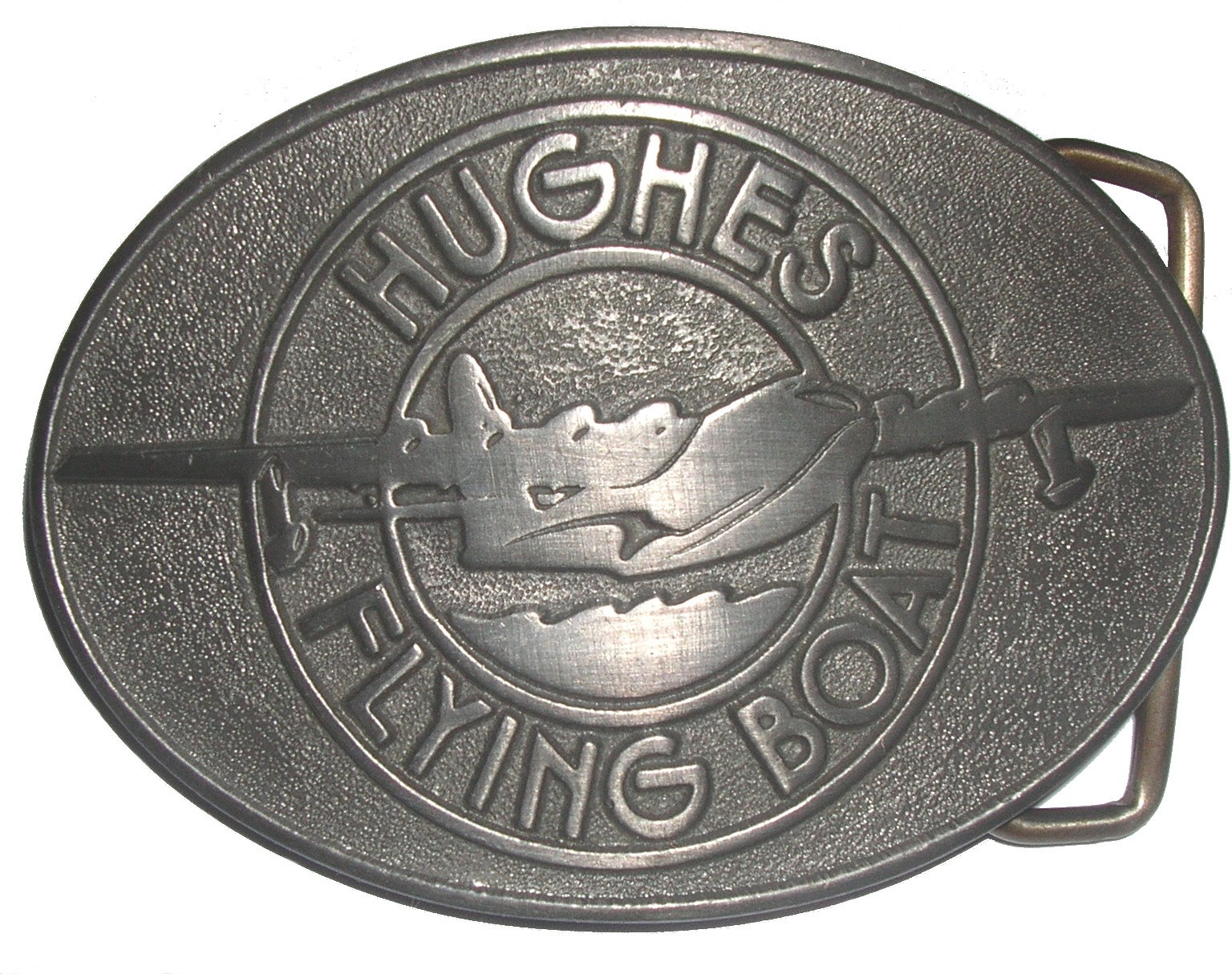 Hughes Flying Boat Pewter Belt Buckle 3 3/8 inch Long